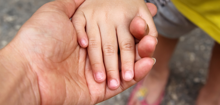 adult holding child's hand